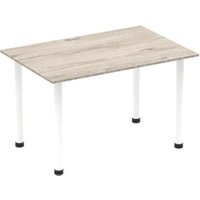 Impulse 1400mm Straight Table Grey Oak Top White Post Leg I003712