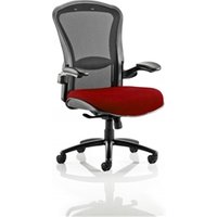Houston Heavy Duty Task Operator Chair Black Mesh Back Bespoke Seat In Ginseng Chilli