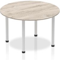 Impulse 1200mm Round Table Grey Oak Top Silver Post Leg I003257