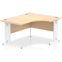 Impulse 1400mm Right Crescent Desk Maple Top White Cable Managed Leg