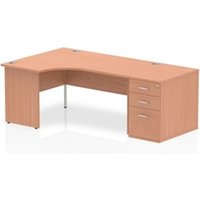 Impulse 1600mm Left Crescent Office Desk Beech Top Panel End Leg