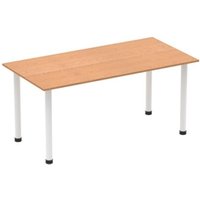 Impulse 1600mm Straight Table Oak Top White Post Leg I003691
