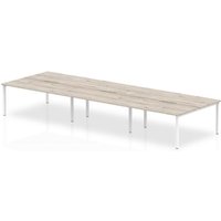 Evolve Plus 1600mm B2B 6 Person Office Bench Desk Grey Oak Top White