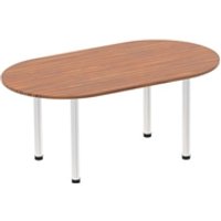 Impulse 1800mm Boardroom Table Walnut Top Brushed Aluminium Post Leg