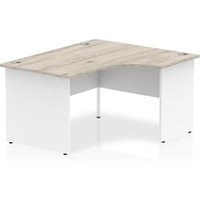 Impulse 1400mm Right Crescent Office Desk Grey Oak Top White Panel End