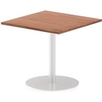 Italia 800mm Poseur Square Table Walnut Top 720mm High Silver Leg