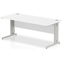 Impulse 1800 x 800mm Straight Office Desk White Top Silver Cable