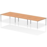 Impulse Bench B2B 6 Person 1600 Silver Frame Office Bench Desk Oak