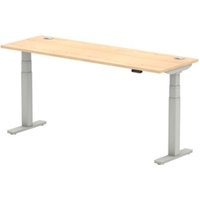 Air 1800x600mm Height Adjustable Desk Maple Top Cable Ports Silver Leg