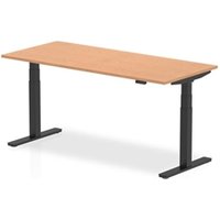 Air 1800 x 800mm Height Adjustable Office Desk Oak Top Black Leg