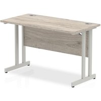 Impulse 1200 x 600mm Straight Desk Grey Oak Top Silver Cantilever Leg