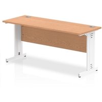 Impulse 1600 x 600mm Straight Office Desk Oak Top White Cable Managed