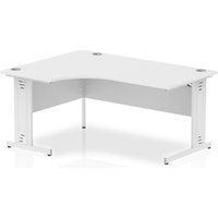 Impulse 1600mm Left Crescent Office Desk White Top White Cable Managed