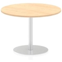 Italia 1000mm Poseur Round Table Maple Top 720mm High Silver Leg