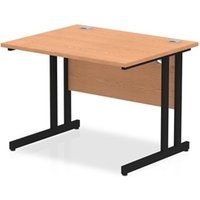 Impulse 1000 x 800mm Straight Office Desk Oak Top Black Cantilever Leg