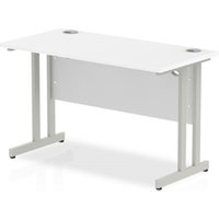 Impulse 1200/600 Rectangle Silver Cantilever Leg Desk White - MI002196