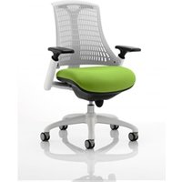 Flex Task Operator Chair White Frame White Back Bespoke Colour Seat myrrh Green