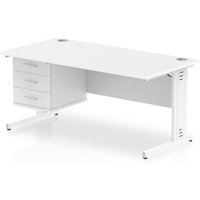 Impulse 1600x800 Desk White White Cable Managed Leg + Fixed Pedestal