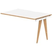 Oslo 1200mm Single Row Ext Kit White Top Natural Wood Edge White Frame