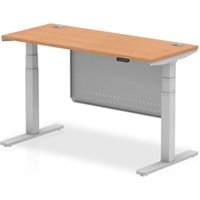 Air Modesty 1400 x 600mm Height Adjustable Office Desk Oak Top Cable