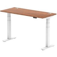 Air 1400x600mm Height Adjustable Desk Walnut Top Cable Ports White Leg