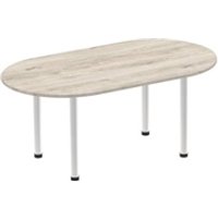 Impulse 1800mm Boardroom Table Grey Oak Top Silver Post Leg I003245