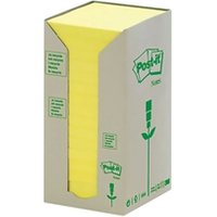 Post-it® Recycled Notes Canary Yellow 76 mm x 76 mm 100 Sheets/Pad 16 Pads/Pack 100% PEFC Recycled SGSCH-PEFC-COC-110078 - Sticky Notes - Recycled Paper Notes