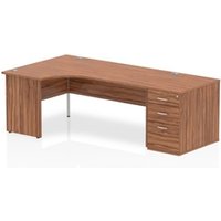 Impulse 1800mm Left Crescent Office Desk Walnut Top Panel End Leg