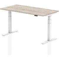 Air 1600 x 800mm Height Adjustable Office Desk Grey Oak Top White Leg