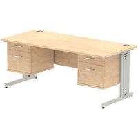 Impulse 1800 x 800mm Straight Office Desk Maple Top Silver Cable