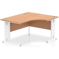 Impulse 1400mm Right Crescent Office Desk Oak Top White Cable Managed