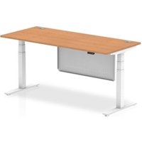 Air 1800 x 800mm Height Adjustable Desk Oak CP White Leg Modesty Panel