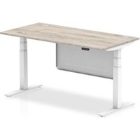 Air 1600x800 Height Adjustable Desk Grey Oak White Leg Modesty Panel