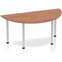 Impulse 1600mm Semi-Circle Table Walnut Top Silver Post Leg BF00189