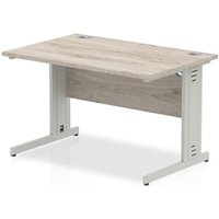 Impulse 1000 x 800mm Straight Office Desk Grey Oak Top Silver Cable