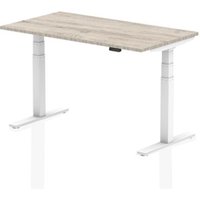 Air 1400 x 800mm Height Adjustable Office Desk Grey Oak Top White Leg