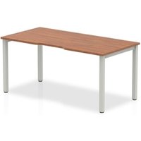 Evolve Plus 1600mm Single Starter Office Bench Desk Walnut Top Silver