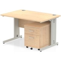 Impulse 1200x800 Desk Maple Top Silver Cable Managed Leg + Mobile Ped