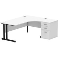 Impulse 1800 RH Crescent Desk White Black Cantilever 600 Desk High Ped