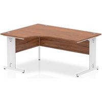 Impulse 1600mm Left Crescent Desk Walnut Top White Cable Managed Leg