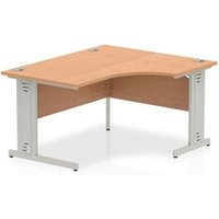 Impulse 1400mm Right Crescent Office Desk Oak Top Silver Cable Managed