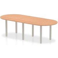 Impulse 2400mm Boardroom Table Oak Top Silver Post Leg I000792