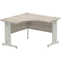 Impulse 1200mm Corner Office Desk Grey Oak Top Silver Cable Managed