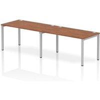 Impulse Bench Single Row 2 Person 1400 Silver Frame Bench Desk Walnut