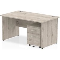 0 Impulse 1400 x 800mm Straight Office Desk Grey Oak Top Panel End Leg