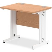 Impulse 800 x 600mm Straight Office Desk Oak Top White Cable Managed