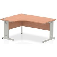 Impulse 1600mm Left Crescent Office Desk Beech Top Silver Cable