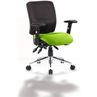 Chiro Medium Back Task Operators Chair Height Adjustable Arms - Black Back - Seat Myrrh Green
