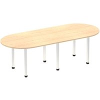 Impulse 2400mm Boardroom Table Maple Top Brushed Aluminium Post Leg