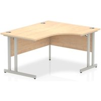 Impulse 1400mm Right Crescent Office Desk Maple Top Silver Cantilever